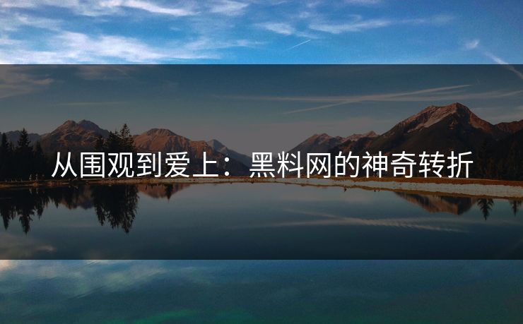 从围观到爱上：黑料网的神奇转折